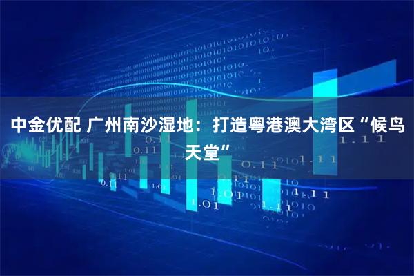 中金优配 广州南沙湿地：打造粤港澳大湾区“候鸟天堂”