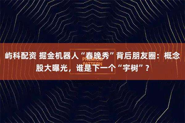 屿科配资 掘金机器人“春晚秀”背后朋友圈：概念股大曝光，谁是下一个“宇树”？